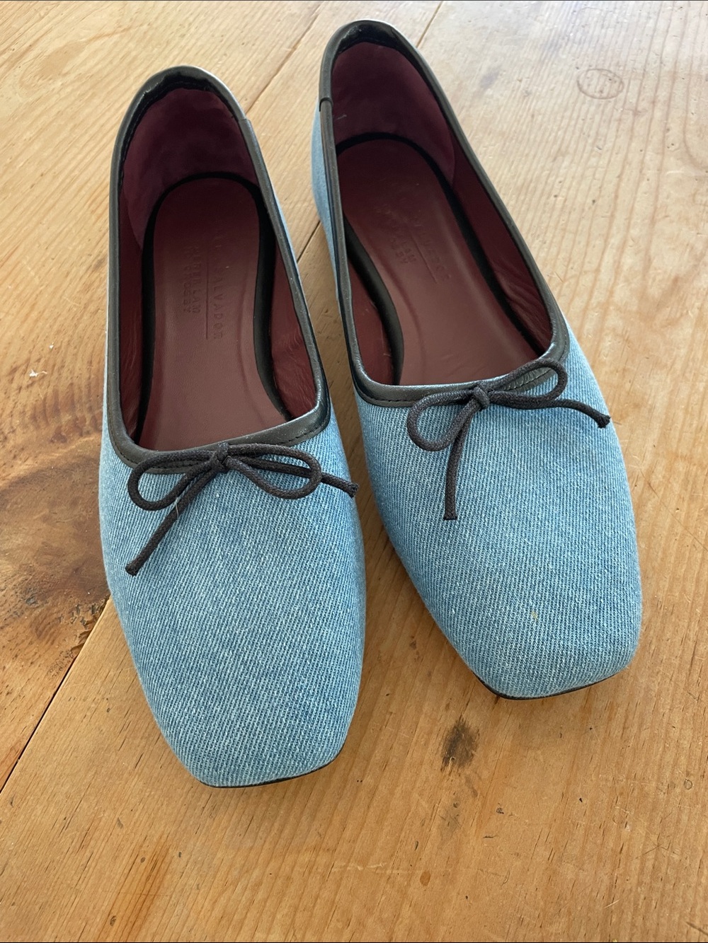 Freda Salvador Denim Jada Flats with Bow - size 8